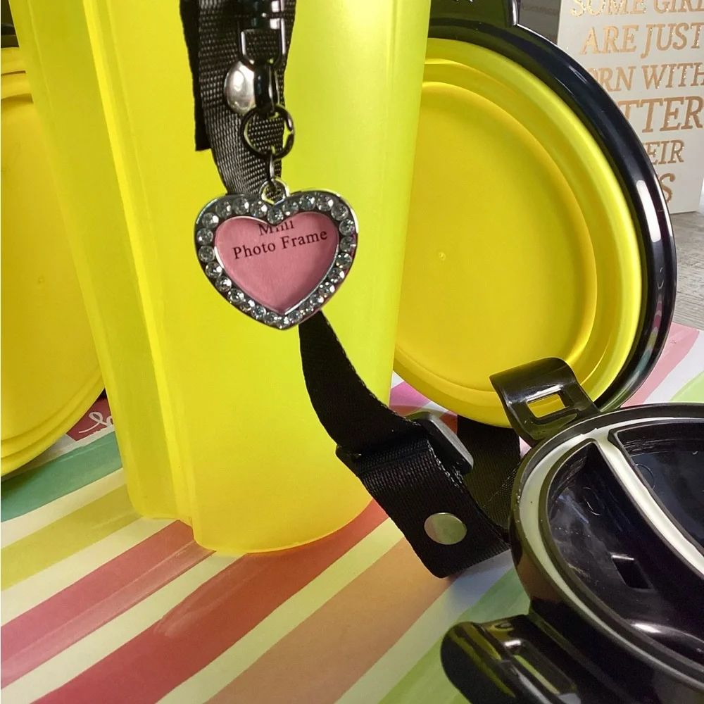 NWOT - Yellow Pet Water & Food Bottle w/Black Crossbody Strap!!!